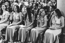 laughing bridesmaids