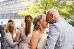 bride and groom share an intimate moment together before their wedding
